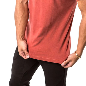 Camiseta de Algodón Roja Lavada para Hombre, Corte Ajustado, Cuello Redondo Informal, Suave y Cómoda, Estilo Vintage, para Uso Diario en Verano, Camiseta Básica Elegante - Product Image 4