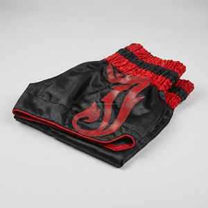 Custom Black Red <b>Men</b> Muay Thai <b>Shorts</b> Applique Leather <b>Patches</b> Kickboxing Trunks Wholesale Custom Logo MMA Fighting <b>Shorts</b> - Product Image 5