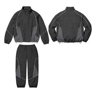 Ensemble 2 pièces coupe-vent en nylon pour homme : veste zippée et pantalon de jogging, personnalisable avec logo, vente en gros - Product Image 5