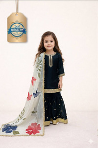 Ensemble Salwar Kameez pour filles, vêtements de fête pour enfants, haut lourd de créateur - Product Image 4
