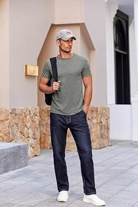 Camiseta Clásica Básica de Manga Corta para Hombre, Cuello Redondo, 100% Algodón, Corte Holgado, Anti-Pilling, Estampado de Letras, Estilo Casual y Formal - Product Image 2