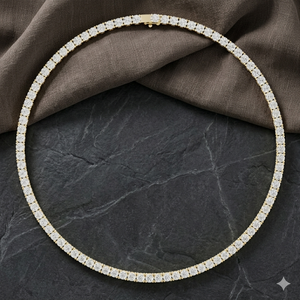 Collar de tenis de lujo con diamantes cultivados en laboratorio, gargantilla de oro amarillo con diamantes cultivados en laboratorio, gargantilla clásica con diamantes. - Product Image 1