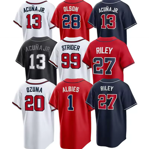 Nouveau Maillot de Baseball Personnalisé Brodé pour Hommes 2026 – <span class=keywords><strong>13</strong></span> Ronald Acuña Jr, 28 Matt Olson, 1 Ozzie Albies – Édition Américaine - Product Image 1