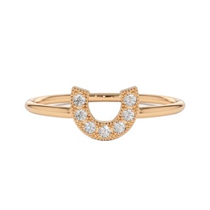 Anillos en forma de U para mujer, sortija de herradura hecha a mano con corte redondo, nuevo diseño, 14kt, sortija apilable - Product Image 1