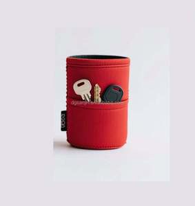 Can Sleeves Cooler Sublimation Collapsible Solid Color Neoprene Beer Soda Cans Cooler Sleeves <b>Key</b> Pocket for Bottles Bulk - Product Image 6