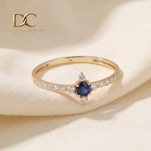 Nuevo Anillo de Lujo de Oro Amarillo Sólido de 14 Quilates con Certificado IGI, con Diamante Cultivado en Laboratorio y Zafiro Azul Real, Joyería para Mujer - Product Image 6