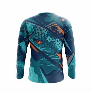 Chemise de pêche unisexe à manches longues, impression par sublimation, protection solaire UPF 50 anti-UV, vêtements d'extérieur, design Blue Marlin sur le devant - Product Image 2