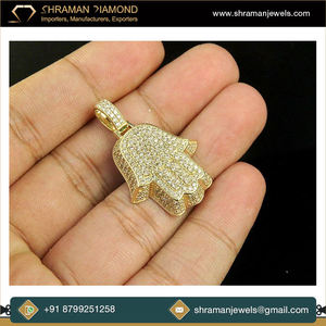 จี้สร้อยคอรูปฮัมซา SHRAMAN DIAMOND เงินแท้ 925 ชุบทองคำขาว สำหรับทุกเพศทุกวัย ประดับเพชร VVS-VS  เพชรเพาะเลี้ยงในห้องปฏิบัติการ พร้อมใบรับรอง - Product Image 5
