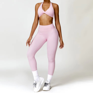 Ensemble de yoga personnalisé pour femme, soutien-gorge de sport et leggings, tenue de sport respirante et extensible pour la gym et le fitness – Vente chaude - Product Image 5