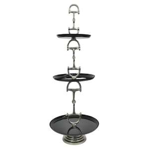 Présentoir à gâteaux décoratif à 3 niveaux, style mors de cheval, noir, pour cupcakes et pâtisseries, centre de table, matériel événementiel - Product Image 2