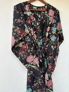 Nuevo Kaftán Naaz Textile con Estampado Animal, Cuello en V, Cordón Ajustable, Manga Corta, Corte Evase, Estilo Indio, 100% Algodón Suave, con Encaje, para Mujer - Product Image 3