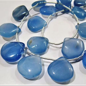 Cuentas de Calcedonia Azul Natural en Forma de Corazón, 15-16 mm, Vendidas por Hilo de 10 Pulgadas - Product Image 1
