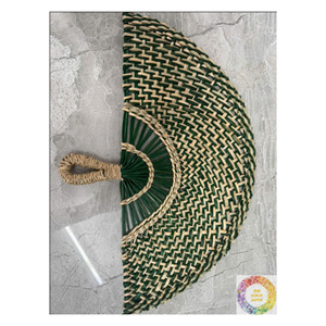 Éventail artisanal en jonc de mer naturel, fabriqué directement en usine, respectueux de l'environnement, en paille, pour rafraîchissement, vente en gros, export, fournisseur OEM ODM Vietnam - Product Image 2