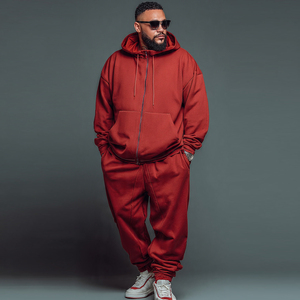 ชุดวอร์มผู้ชายไซส์ใหญ่ เสื้อสเวตเชิ้ตคอกลมแบบไหล่ตก กางเกงวอร์มทรงหลวมสำหรับผู้ชาย - Product Image 4