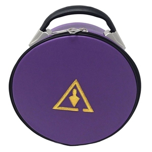 Étui de rangement pour casquette de cérémonie violette avec emblème doré, porte-chapeau de rite maçonnique avec poignée de transport et fermeture éclair pour le voyage - Product Image 2