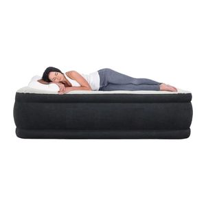 Colchón de Aire Doble con Cubierta de Felpa y Bomba de Alta Velocidad Integrada para Acampar, Hogar y Invitados - Colchón de Aire Doble de 20 Pulgadas - Product Image 1