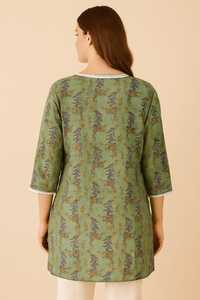 Mini Kurti ethnique indien en coton écologique, imprimé à la main au bloc, à pois, naturel, lavable, tunique courte d'été, style pakistanais - Product Image 3