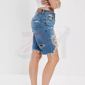 Shorts de Mezclilla Personalizados para Mujer, Cintura Alta, Casuales, de Verano, a la Moda, Estilo Urbano, Fabricante de Ropa OEM - Product Image 2
