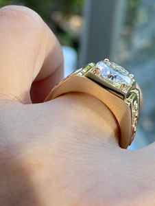 Bague de fiançailles Art Déco en or 14 carats avec diamant de laboratoire de 2 carats, bague de promesse d'anniversaire, bagues de diamant uniques pour hommes avec clarté VVS - Product Image 5