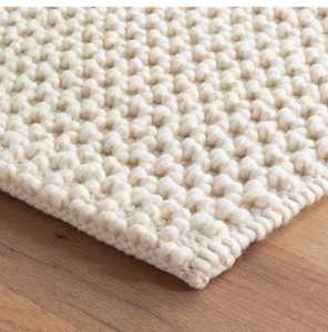 Tapis et tapis à boucles tissés à la main en laine 100% naturelle, rayés, à tissage plat - Product Image 2