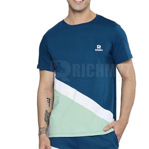 ชุดเสื้อยืดและกางเกงขาสั้นผู้ชายสไตล์เรียบง่ายไม่ซ้ำใคร ผ้าฝ้าย สีตัดกัน พร้อมเชือกผูกเอว ชุดลำลองสำหรับขายออนไลน์ - Product Image 2