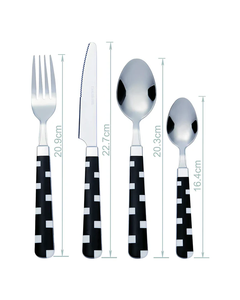 Ensemble de couverts de luxe classique 24 pièces en acier inoxydable à bord droit, ambidextre, pour la restauration - Product Image 1