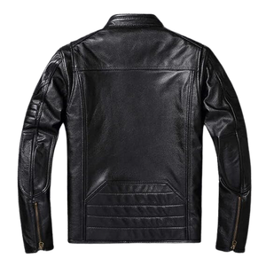 <b>Men</b> Classic Leather <b>Jacket</b> Premium Soft Full Zip Stand Collar Comfortable Casual Durable Front Regular Fit Fashion Outerwear - Product Image 4