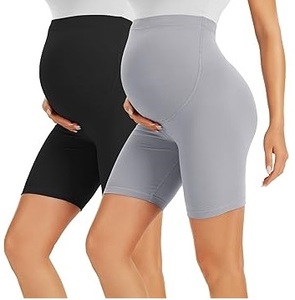 Pantalones cortos de maternidad para embarazo, de cintura alta, que cubren la barriga, para mujer embarazada, tipo ciclista, sin costuras - Product Image 1