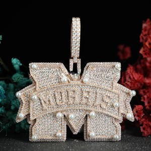 VVS Moissanite S925 <b>Silver</b> IGI Certified Diamond Pendants Hiphop Gold Plated Custom M Letter Shape Diamond Pendants & <b>Charms</b> - Product Image 1