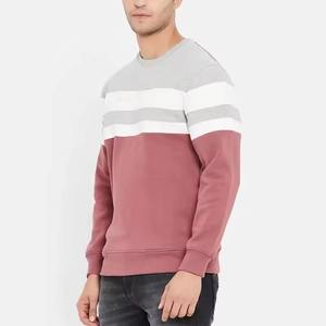 เสื้อสเวตเชิ้ตแขนยาวคอกลมลายทางสีโรสโกลด์และเทาสำหรับผู้ชาย  รับผลิตตามแบบ OEM ODM ขายส่งเสื้อผ้าพร้อมสกรีนโลโก้ - Product Image 4