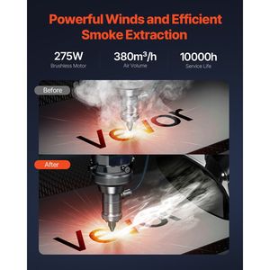 Extracteur de fumée de soudure sans balais 275W à double tuyau, filtres 4 étapes, absorbeur 10 vitesses, collecteur de poussière puissant 380m³/h - Product Image 2