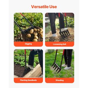 Forca da Giardino Robusta a 5 Denti con Manici Doppi in Fibra di Vetro e Design Ergonomico a U - Forca a Mano Larga - Product Image 6