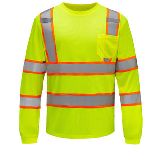 Camisa de Seguridad de Alta Visibilidad, Color Amarillo Naranja y Negro, de Malla, Manga Larga, Impermeable, Transpirable, ANSI Clase 3, Poliéster, 5CM - Product Image 6