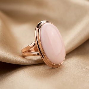 Large Natural Pink <b>Opal</b> <b>Ring</b> Pure 925 Sterling Silver Rose & Yellow Gold Plated Oval Cabochon Gemstone Statement Cocktail <b>Ring</b> - Product Image 6