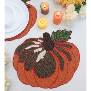 Napperon perlé artisanal en forme de citrouille, en perles de verre, pour la table, décoration florale d'automne pour Thanksgiving - Product Image 6