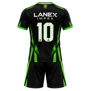 Ensemble d'uniformes de football pour hommes adultes, maillot et short de football personnalisés, respirant, sublimation, vêtements d'équipe, clubs sportifs, entraînement, noir - Product Image 3