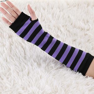 Mangas de compresión negras y moradas de punto para mujer, para ciclismo, con tela que absorbe la humedad, para atletas. - Product Image 4