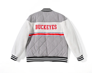 Herren Maßgefertigte Farbige Varsity-Jacke mit Gestickten Buckeyes Vorne Winterbekleidung Regular Fit Umlegekragen Atmungsaktives Polyester - Product Image 3