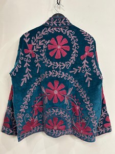 Effortless Bohemian Style Embroidered Suzani <b>Velvet</b> <b>Jacket</b> Boho Floral Open Front Coat Handmade Artisan <b>Women</b> Statement Outwear - Product Image 6