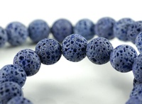 Perles rondes en pierre de lave volcanique bleue, pierres précieuses naturelles pour la fabrication de bijoux, bracelet et collier DIY avec changement de couleur