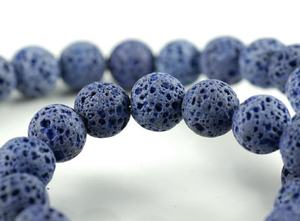 Perles rondes en pierre naturelle de basalte volcanique bleu violet, pour la fabrication de bijoux DIY, bracelets et colliers - Product Image 4