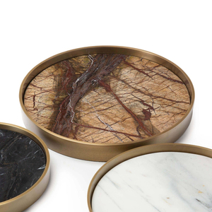<b>Marble</b> and Brass Decorative <b>Tray</b> Modern Luxury Home Accessory with Scalloped Edges Stone Serving Plate Dishwasher Safe Party - Product Image 5