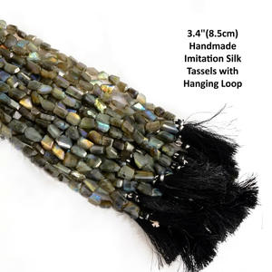 Elegantes pepitas de labradorita pulidas |   Cuentas facetadas de piedras preciosas naturales de 10-15 mm con múltiples destellos para pulseras |   Piedras de Labradorita en Bruto - Product Image 1