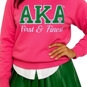สีชมพู AKA First & Finest Ivy เสื้อสเวตเตอร์คอกลมแขนยาวผ้าฟลีซเนื้อนุ่มผู้หญิงแฟชั่นลำลองเครื่องแต่งกายสำหรับชมรม - Product Image 4