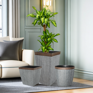 Jardinière en métal moderne Jardinière dorée à brosse noire avec motif de fleurs pour la décoration intérieure de la maison et du jardin extérieur - Product Image 6