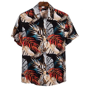 Chemise décontractée à manches courtes pour homme, motif géométrique, col rabattu, fermeture boutonnée, tissu tissé d'été - Product Image 6