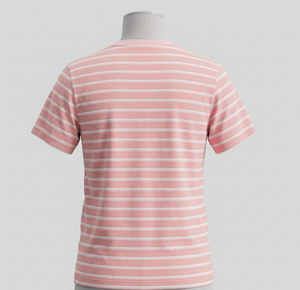 T-shirts pour hommes de haute qualité en gros, avec poche poitrine, en coton respirant, rayés, unisexes, manches courtes - Product Image 2