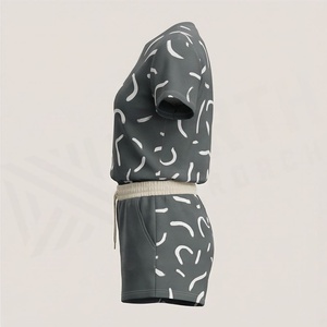 Conjunto de 2 Piezas de Alta Calidad para Mujer, Estilo Formal, Sólido, por Encima de la Rodilla, Camiseta de Manga Corta y Pantalones Cortos - Product Image 3