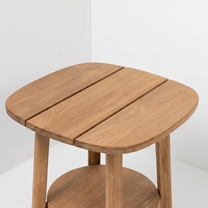 Table d'appoint moderne en teck massif séché au four, à lattes, pour extérieur, table basse de luxe pour villa, Indonésie FLEGT OEM - Product Image 5