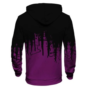 Sudadera con Capucha de Alta Calidad para Hombre, Color Negro con Degradado Morado, Estampado de Goteo, Corte Regular, Informal, Tejida, con Bolsillo - Product Image 5